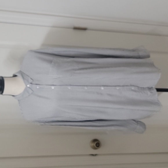 a new day size XXL Blue White Stripe Button Down Shirt with Single Chest Pocket - Picture 6 of 13